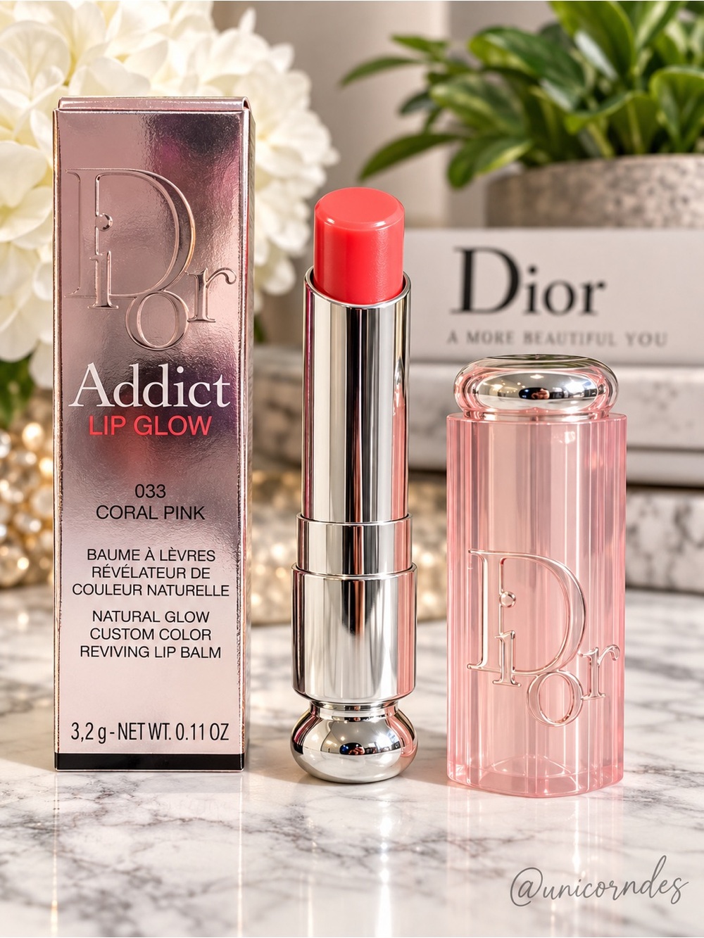 Dior Addict Lip Glow 033 Coral Pink Natural Glow Color Reviving Lip Balm
